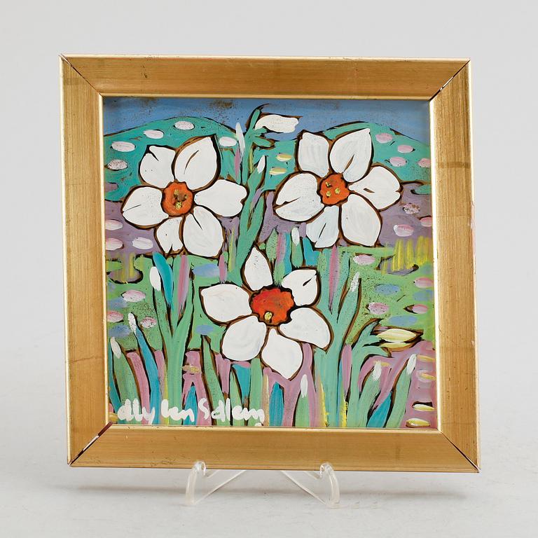 ALY BEN SALEM, gouache på glas, signerad.