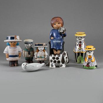 FIGURINER, 6 st, Lisa Larson, samt SALT- och PEPPARSTRÖARE, Anita Nylund, 1900-tal.