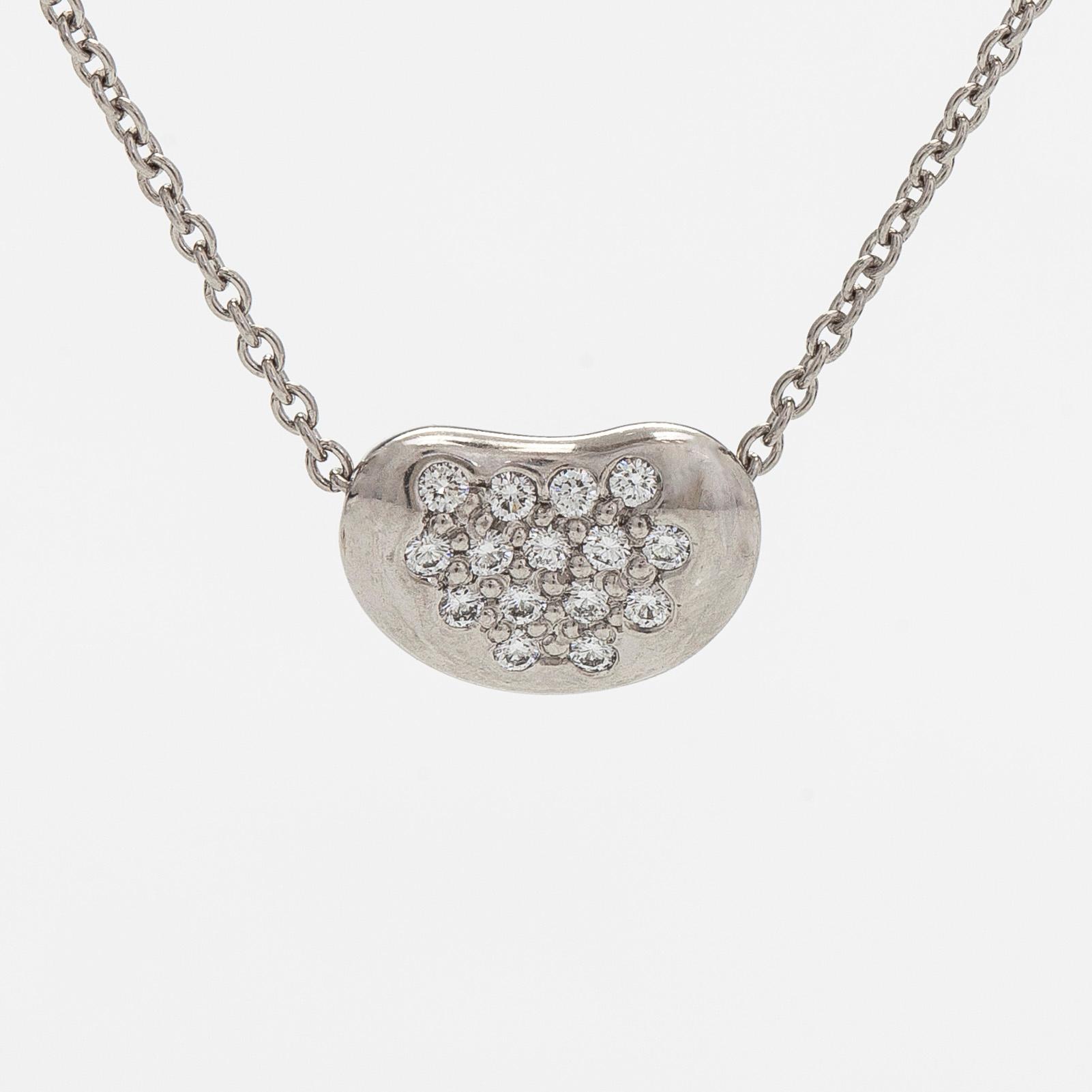 Tiffany & Co, Elsa Peretti, a platinum and diamond "Bean" necklace.