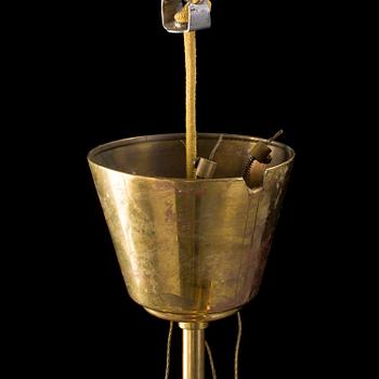 A Carl-Axel Acking Swedish Modern brass ceiling light, 1940's.