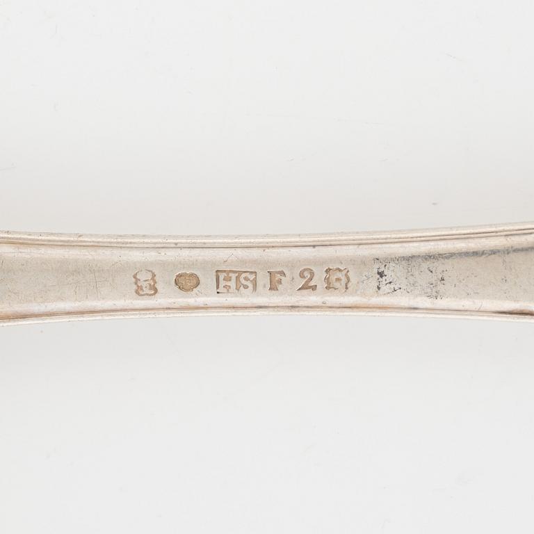 Six Swedish 18th century silver spoons, marks of Johan Henrik Schvart, Karlskrona 1788.