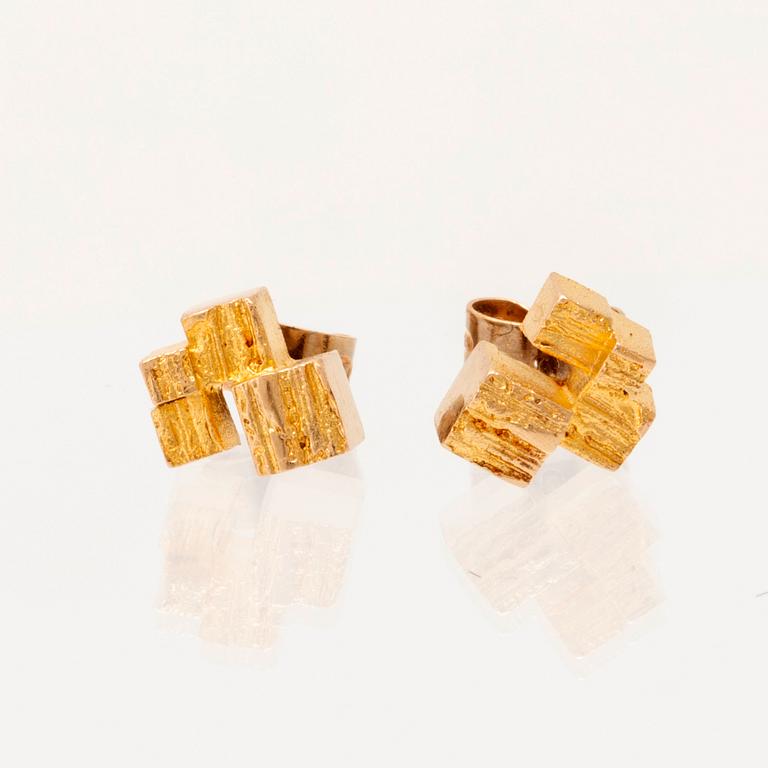 Björn Weckström, earrings "Kultatornit/Gold Turrets" 14K gold, Lapponia 1967.