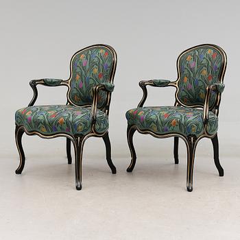KARMSTOLAR, 1 par, rokoko, 1700-tal.
