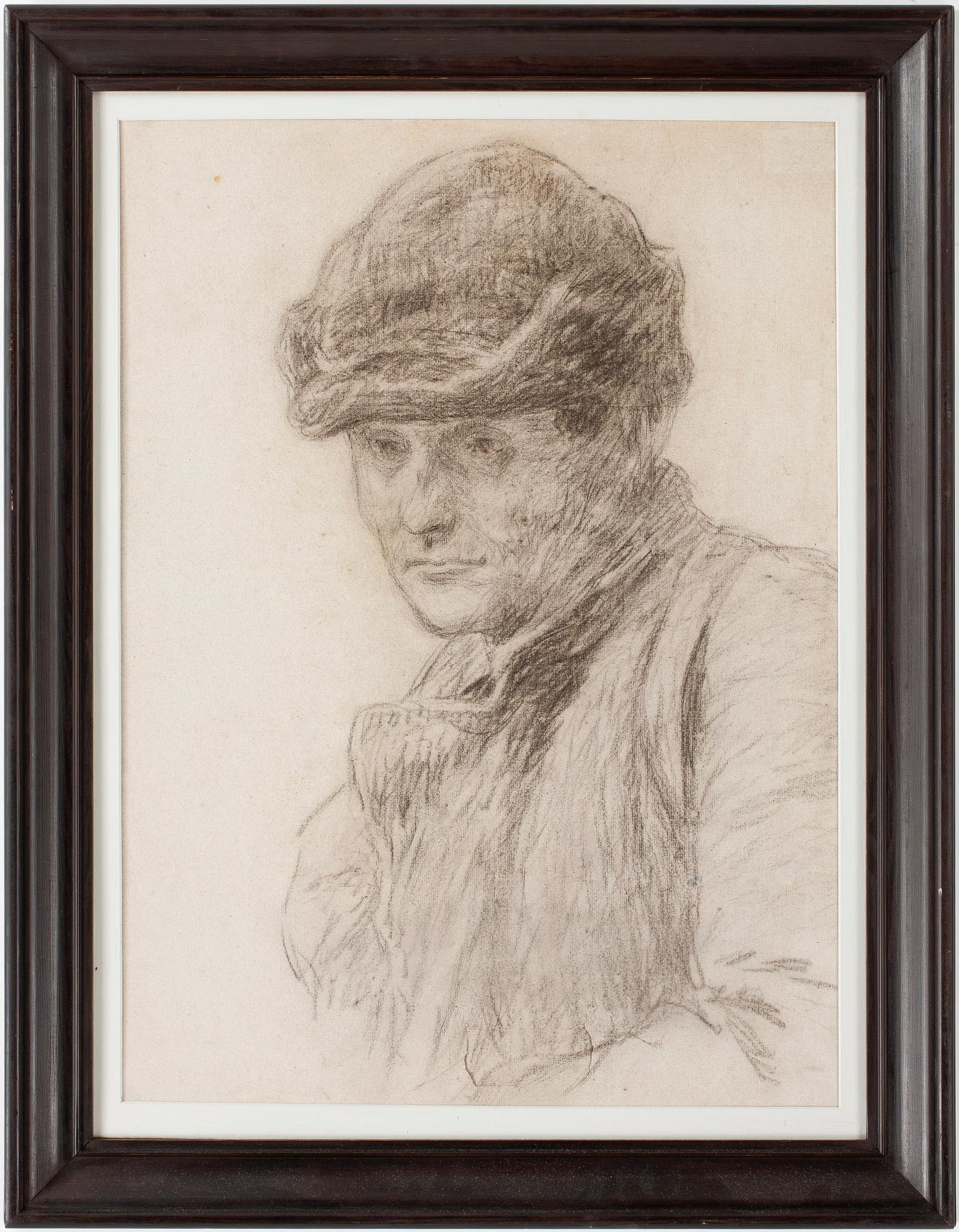BRUNO LILJEFORS, Kol på papper, ca 1890-93, intygad med Uplands Enskilda Banks sterbhusstämpel a tergo.