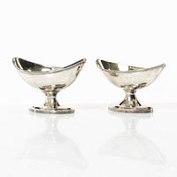 Salt cellars, a pair of similar, silver, London and Edinburgh, circa 1800.