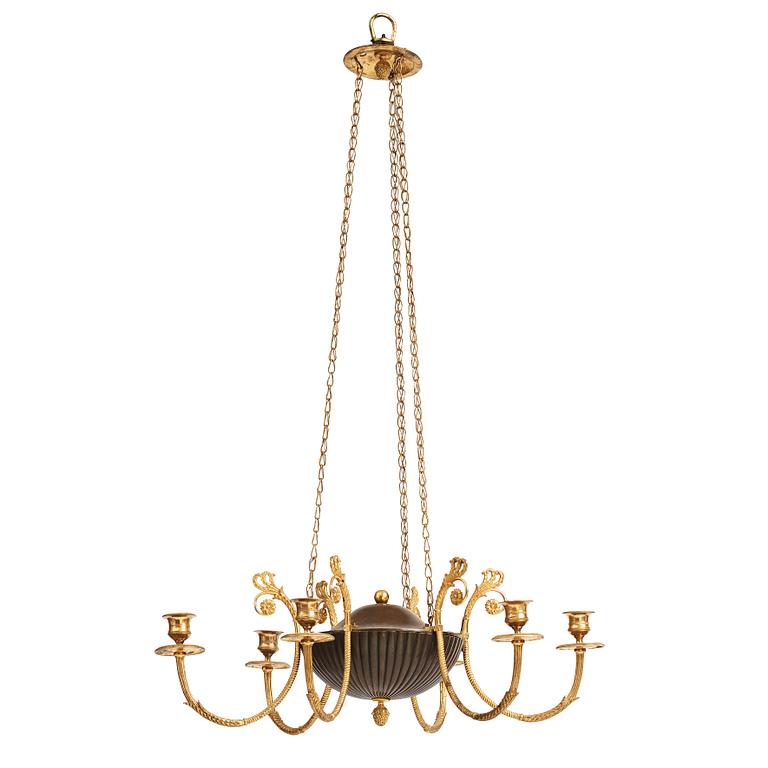 A late Gustavian early 19th century six-light hanging-lamp.