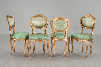 STOLAR, 4 st. Louis XV-stil. Omkring 1900.