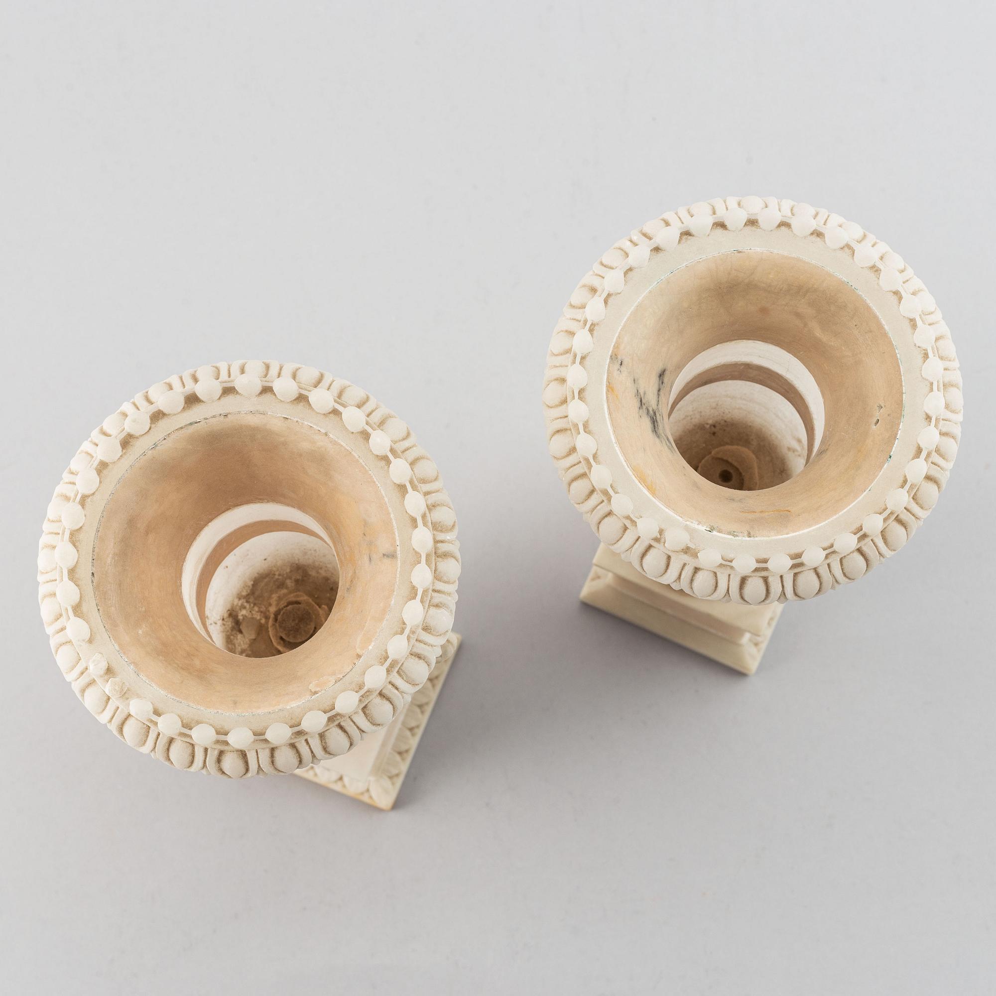 A pair of 20th century alabaster vases.