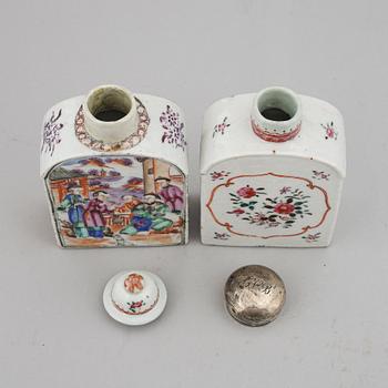 Two famille rose tea caddies, Qing dynasty, Qianlong (1736-95).