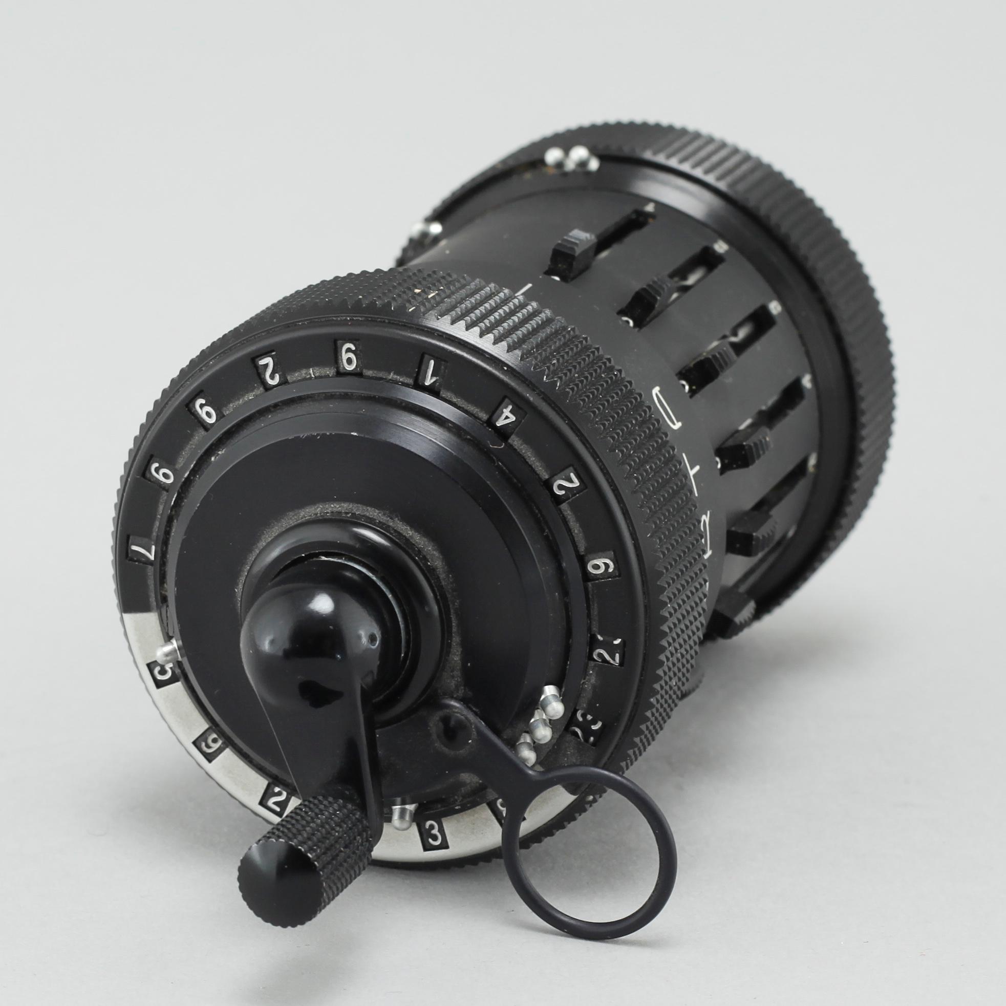 A "Curta Type 1", developed by Curt Herzstark,  Contina AG Mauren, approx 1954.