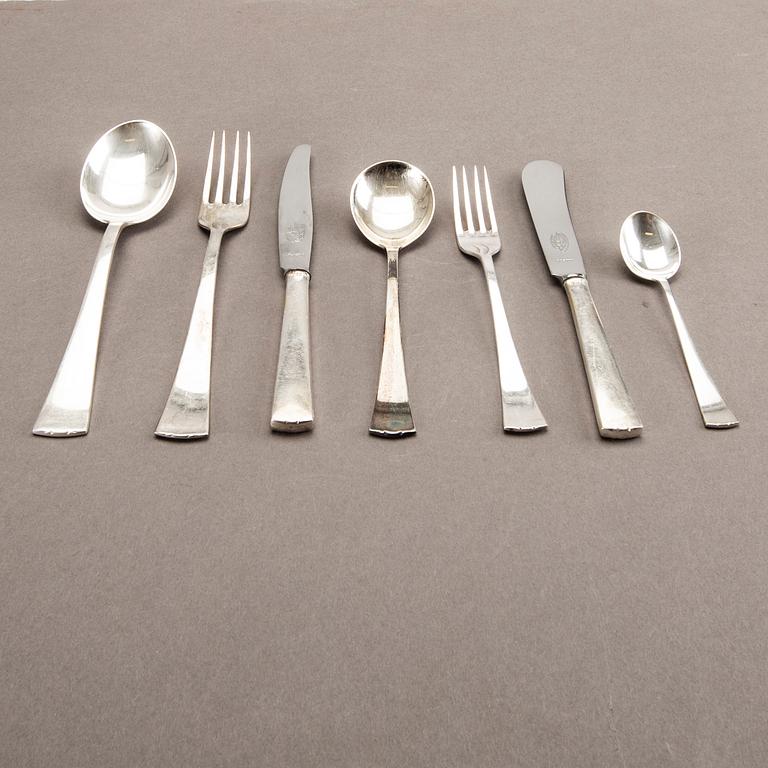 A Swedish set of 94 pcs of silver cutlery mark of CG Hallberg Stockholm 1940s total weight 2560 gr.