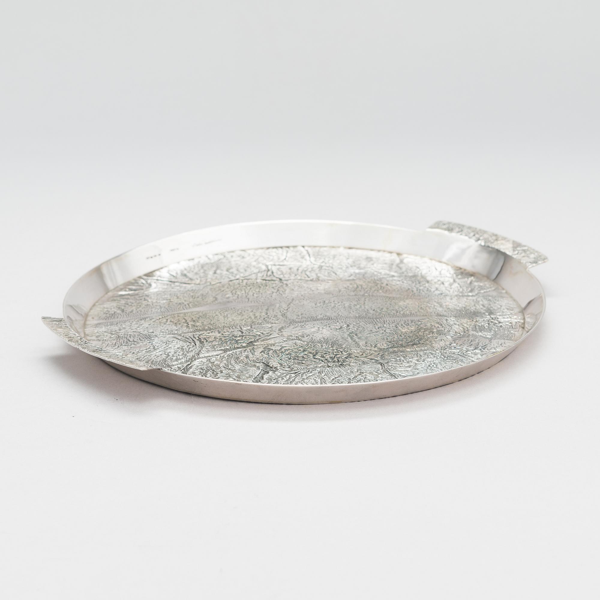 Pekka Turtiainen, a silver tray, samorodok technique, A. Sirtamo, Helsinki 1974.