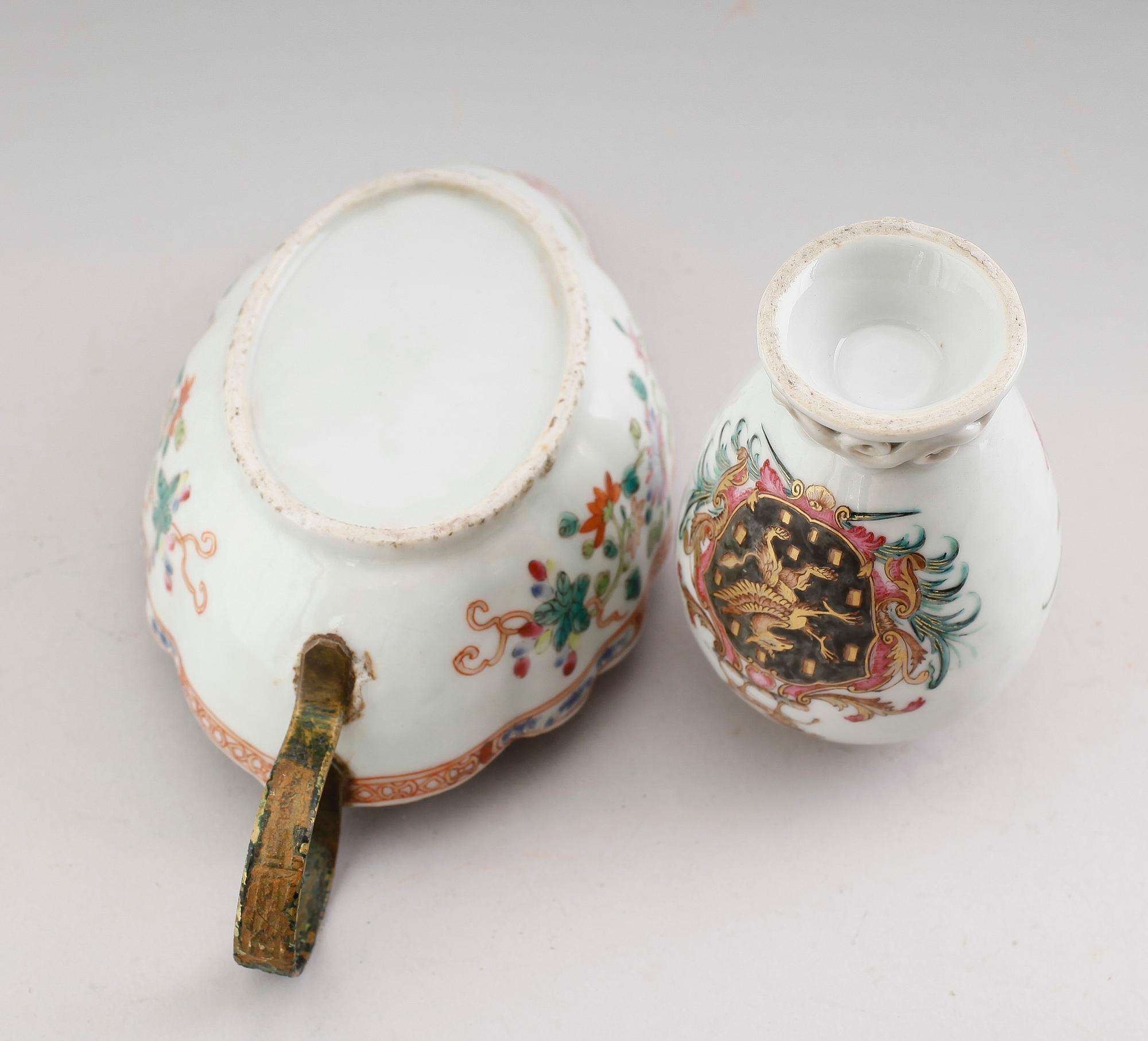 TEVAS SAMT SÅSSKÅL, porslin, Kina, Qianlong 1736-1795.