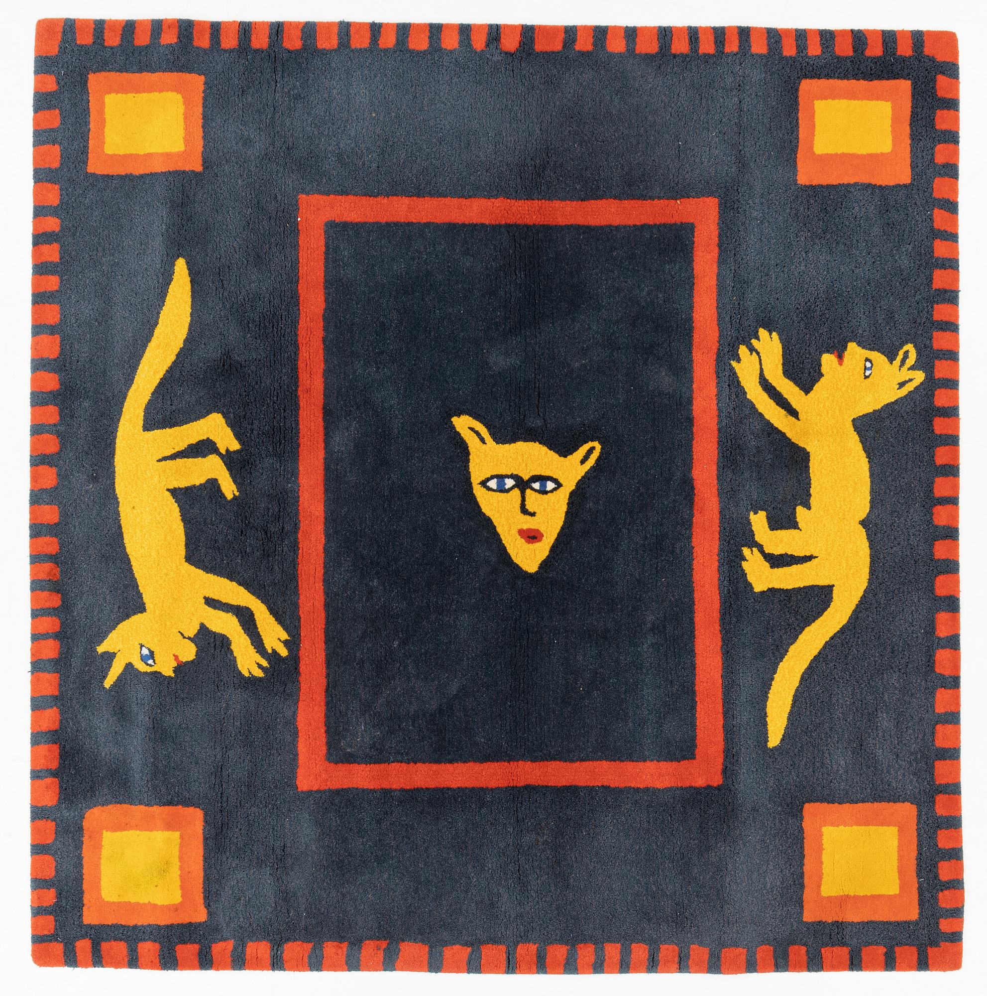 Ulrica Hydman-Vallien, a 'Cat' carpet, Kinnasand, limited edition, Nr, 76/100, ca 200 x 200 cm.
