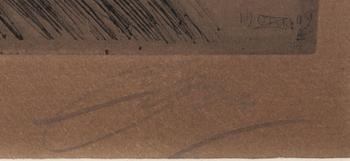 Anders Zorn, a signed etching from 1909.