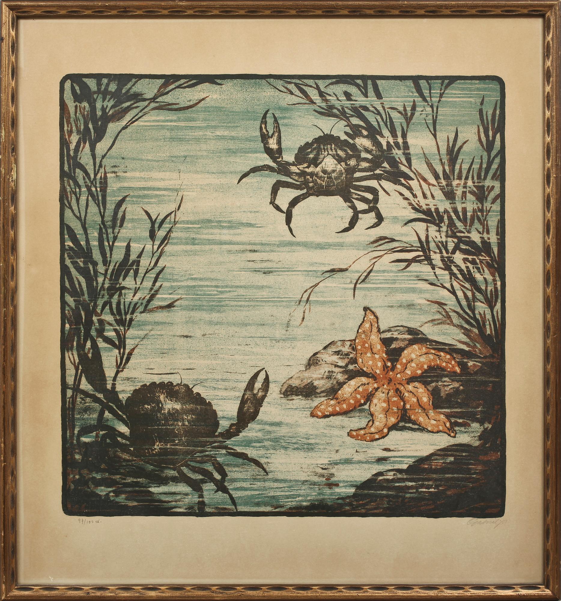 OKÄND KONSTNÄR, 4 st, litografier, sign Gabriel o numr 69/100, 75/100, 94/100 resp 97/100, 1900-talets mitt.