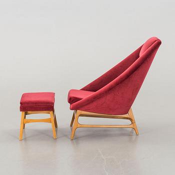 OKÄND FORMGIVARE, fåtölj samt fotpall "Q 56", Möbel-Ikea, modellen lanserad 1956.