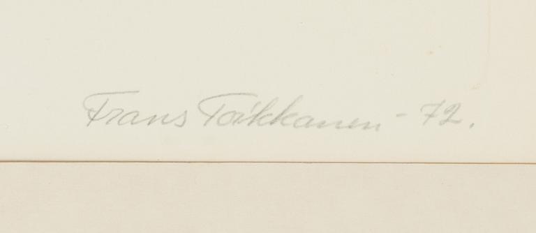 Frans Toikkanen, mezzotint, signerad och daterad -72, numrerad Tpl'a 6/50.