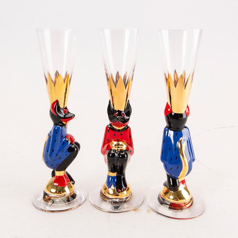 A set of six Gunnar Cyrén snaps glasses from Nobelservisen Orrerfors later part of the 20th century.