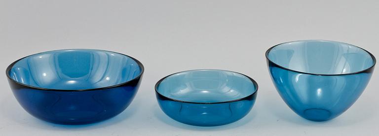 SKÅLAR 7 st, glas "Fuga", Sven Palmqvist för Orrefors. 1900-talets mitt.