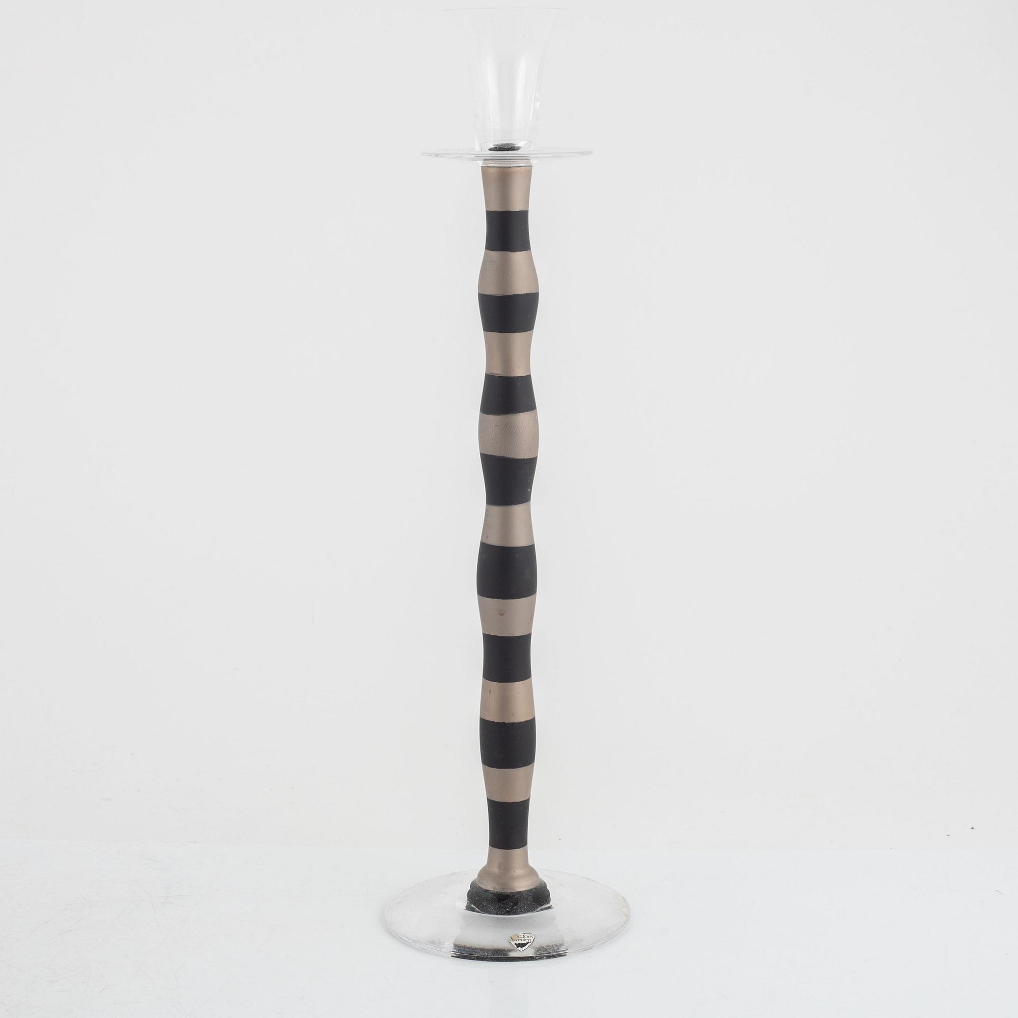 Anne Nilsson, candlesticks, 3 pcs, glass, "Celeste", Orrefors.