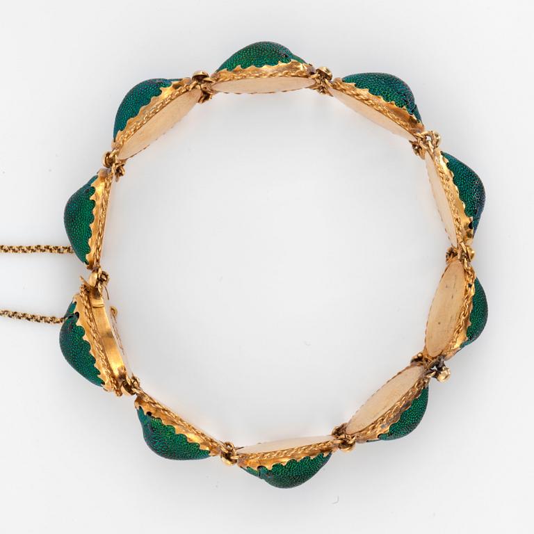 A Victorian scarab-bracelet in Egyptian style. Made by Carl Neuendorff the younger, Karlskrona, Sweden in 1872.