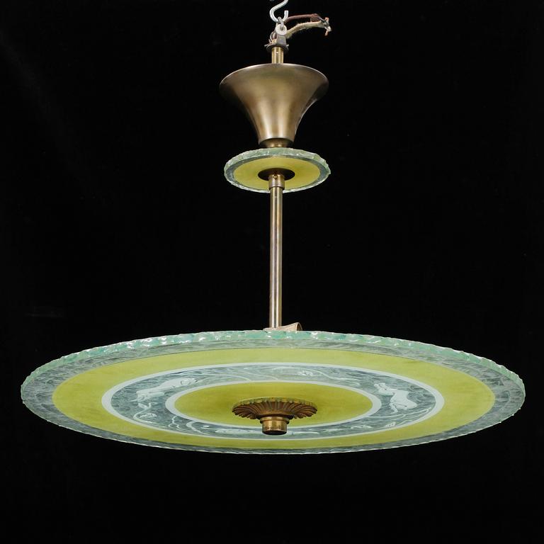 TAKPLAFOND, 1920/30-tal. Höjd: 43. Diameter 61 cm.