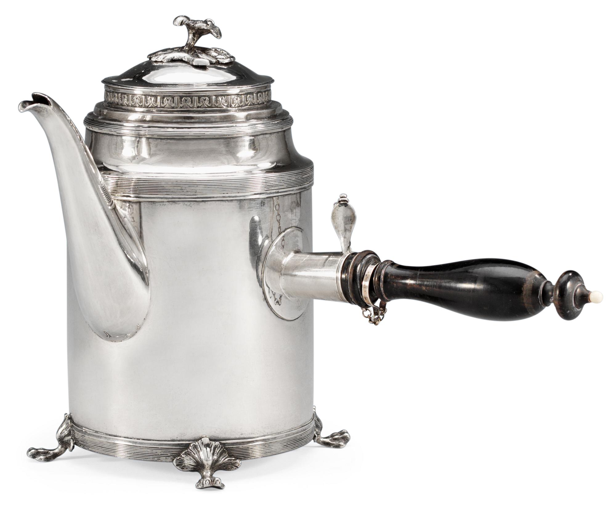 A Swedish 18th century silver coffee-pot, marks of Wilhelm Zimmerman, Stockholm 1797.