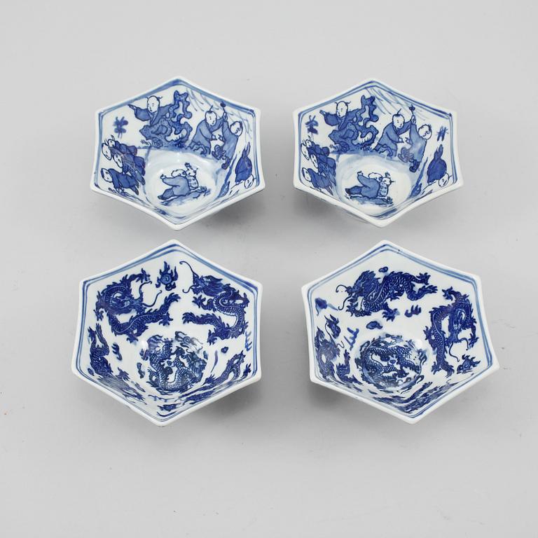 SKÅLAR, 4 st, porslin, Kina, 1900-talets andra hälft.