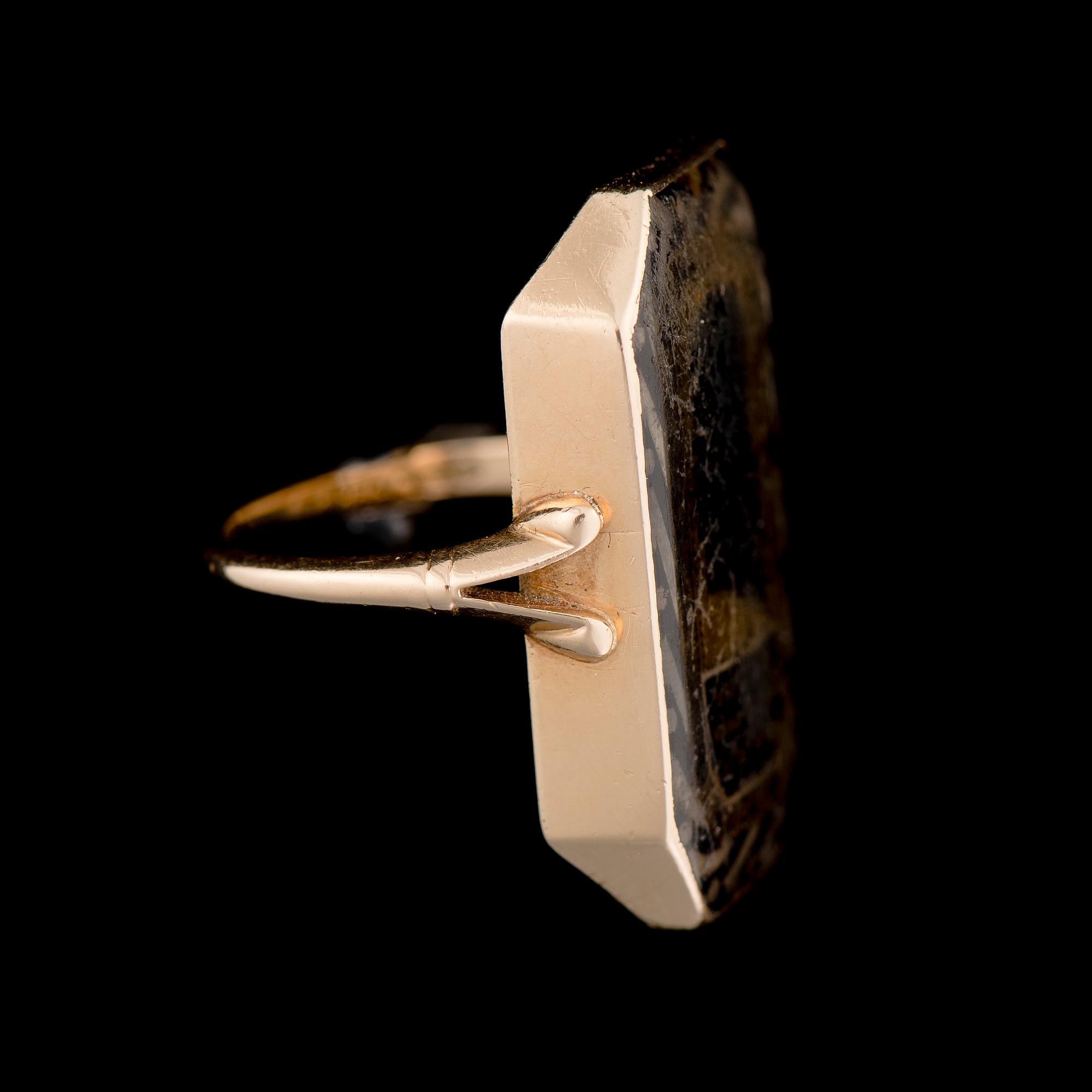 RING, miniatyrmålning, 18K guld. 1700-talet.