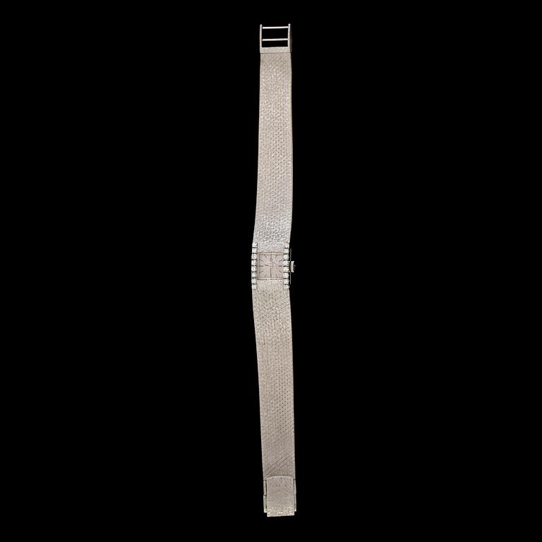 ARMBANDSUR, 18K vitguld med biljantslipade diamanter, Omega. Total vikt ca 55 g.
