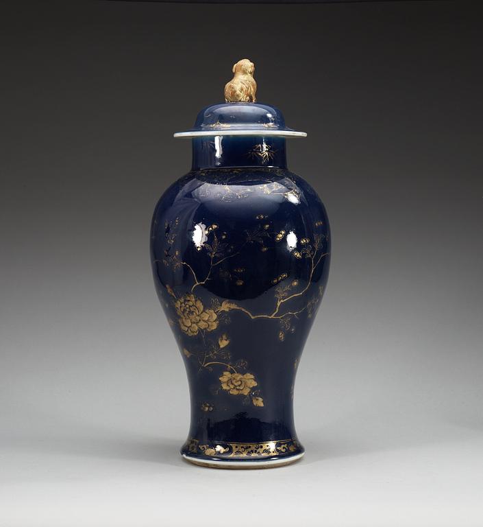 A large powder blue jar with cover, Qing dynasty, (1736-95).