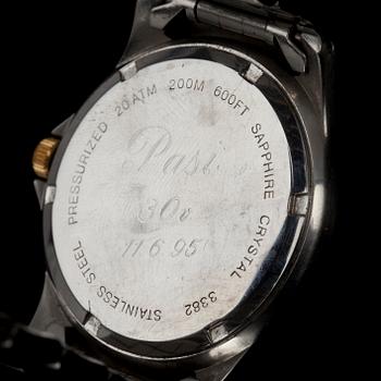 ARMBANDSUR, herr. Glycine, stål. Schweiz 1990-tal.