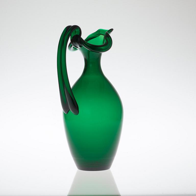 An Edward Hald emerald green glass wine-pitcher, Sandvik/Orrefors ca 1929.