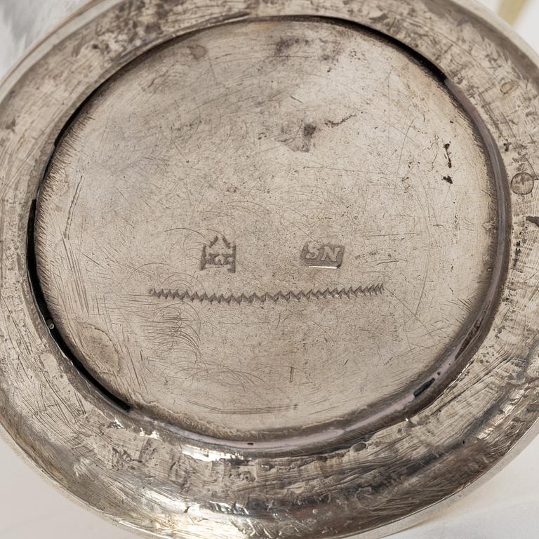 A Swedish rococo 18th Century silver beaker. Marks of Samuel Nourin, Nyköping (1745-1762).