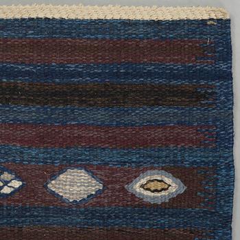 BARBRO NILSSON, carpets, 2 pieces, flat weave, 238,5 x 101 resp. 181,5 x 81 cm, "Blåbär, mörk", signed AB MMF BN.