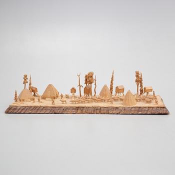 Kjell Bergqvist, a sculpture group, signed KB.