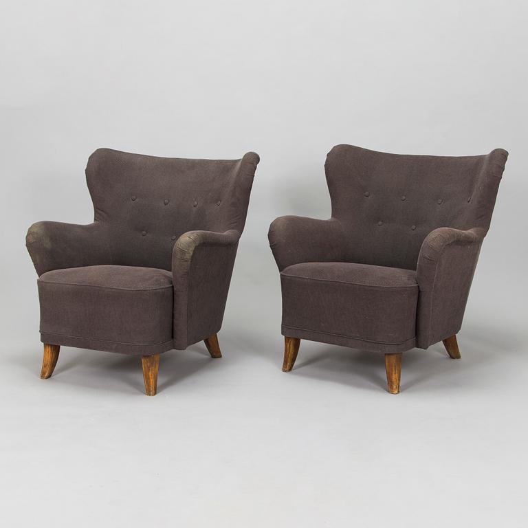 Ilmari Lappalainen, a pair of 1950's 'Laila' armchairs for Asko, Finland.