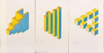 Oscar Reutersvärd, six color lithographs, signed épreuve d'artiste.