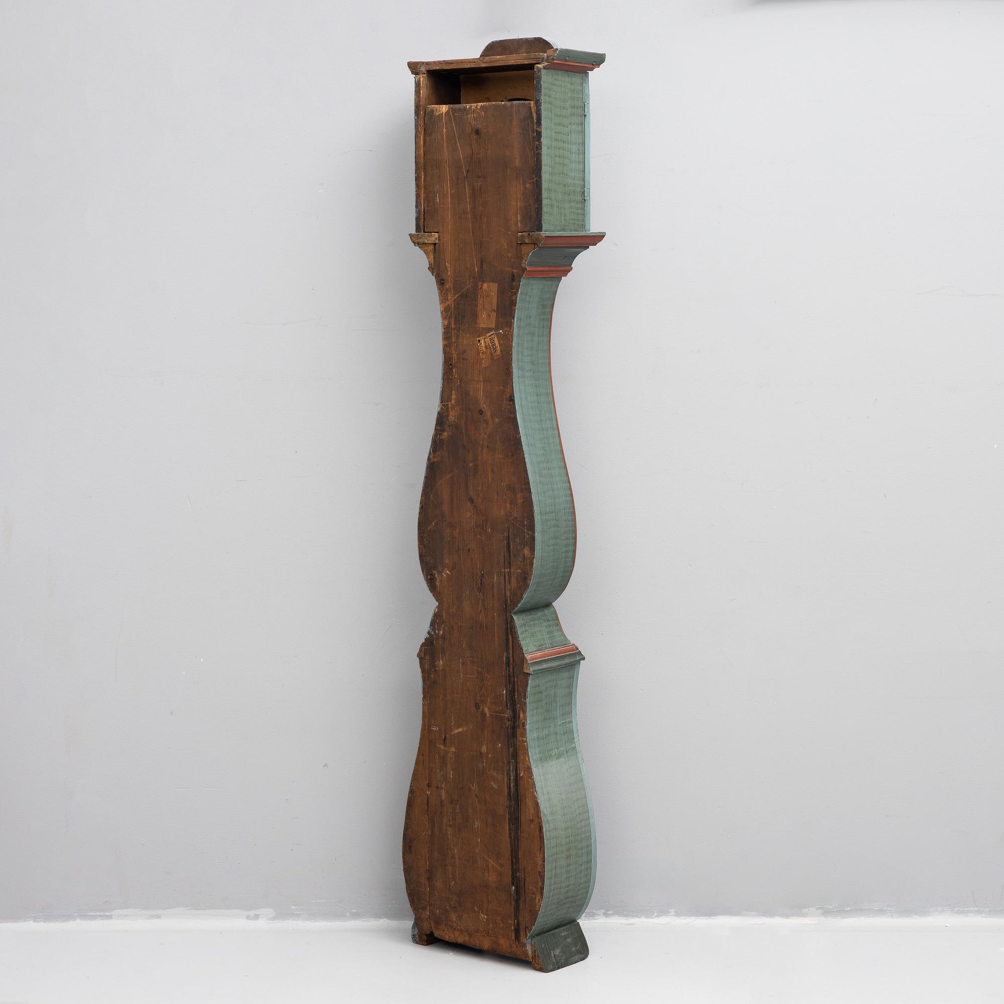 Longcase clock, folk art, 18th/19th century.