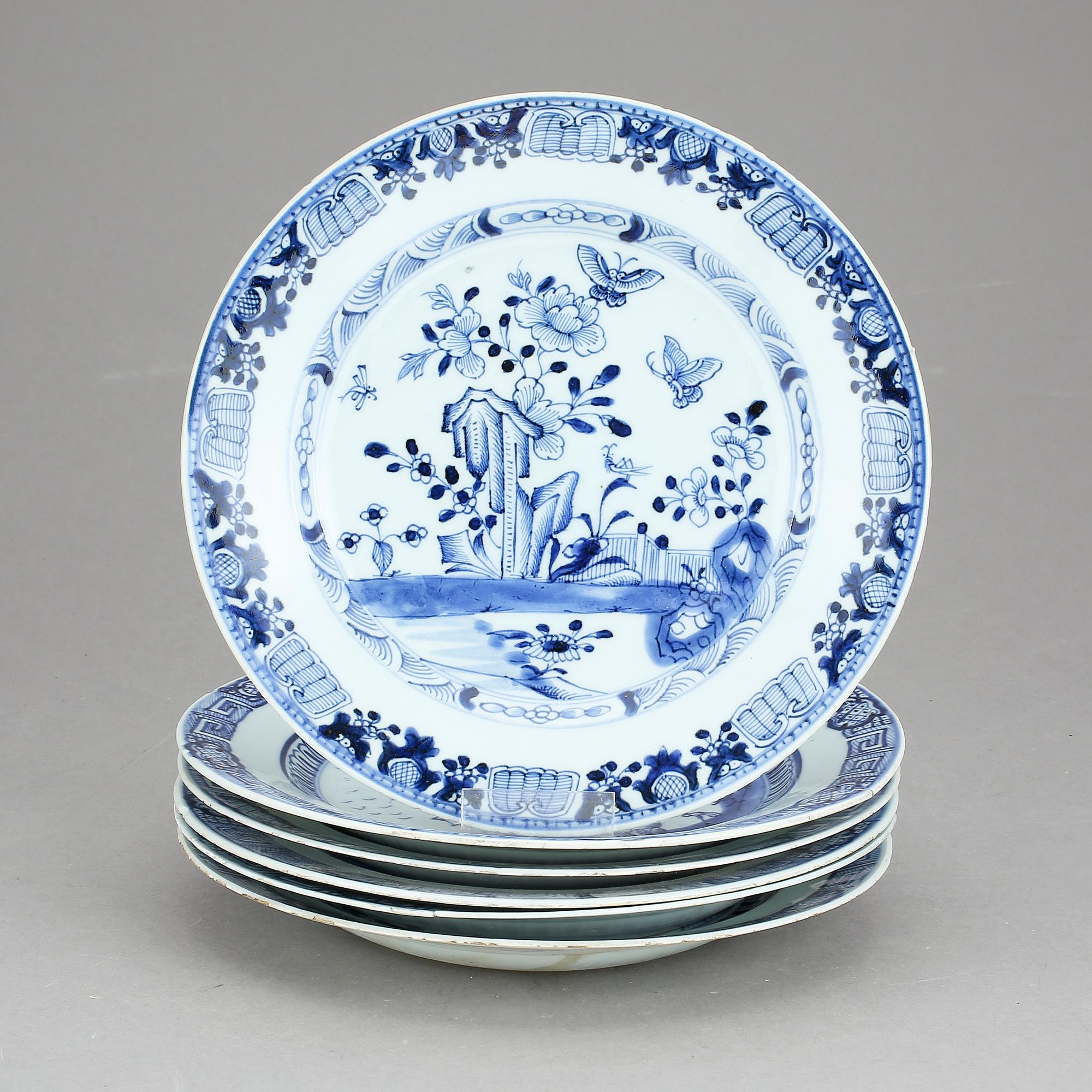 TALLRIKAR, 6 st, porslin, Qingdynastin, Qianlong (1736-95).