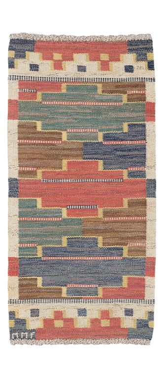 Märta Måås-Fjetterström, a carpet, "Blå heden", flat weave, ca 130 x 60 cm, signed MMF.