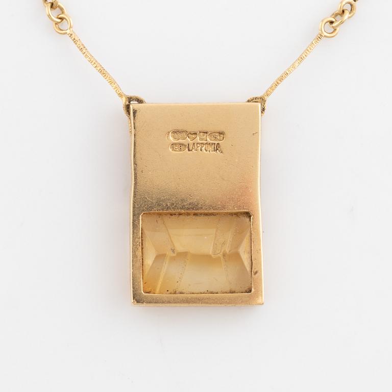 Björn Weckström, collier "Luxa", 18K gold and citrine. Lapponia.