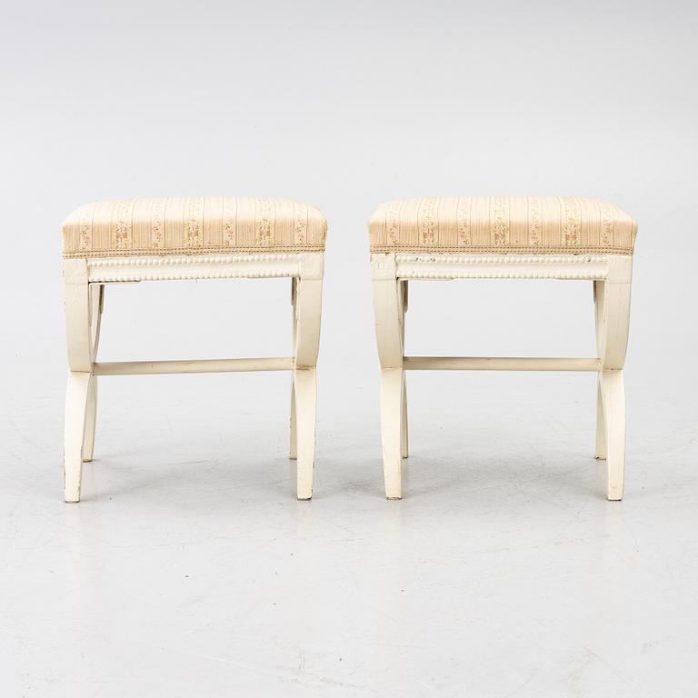 A pair of Late Gustavian stools, circa 1800.