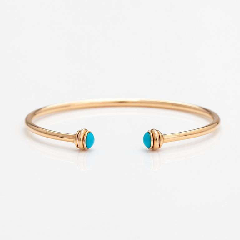 Piaget, A "Possession" bracelet made of 18K gold with turquoises. Marked Piaget R58367, 15.