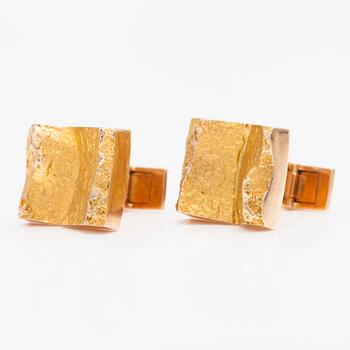 BJÖRN WECKSTRÖM, MANSCHETTKNAPPAR "Raviner", 14K guld, Lapponia 1972.