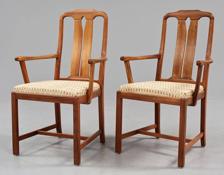 STOLAR, 6 st samt KARMSTOLAR, 2 st, "Ambassadör", Carl Malmsten och BORD, omärkt, 1900-tal.