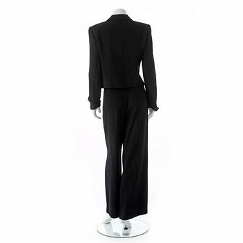 EMPORIO ARMANI, a black a two-picee suit consisting of jacket and pants.