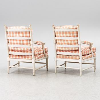Karmstolar, ett par, gustaviansk stil, sk Gripsholmsfåtöljer. 1900-tal.