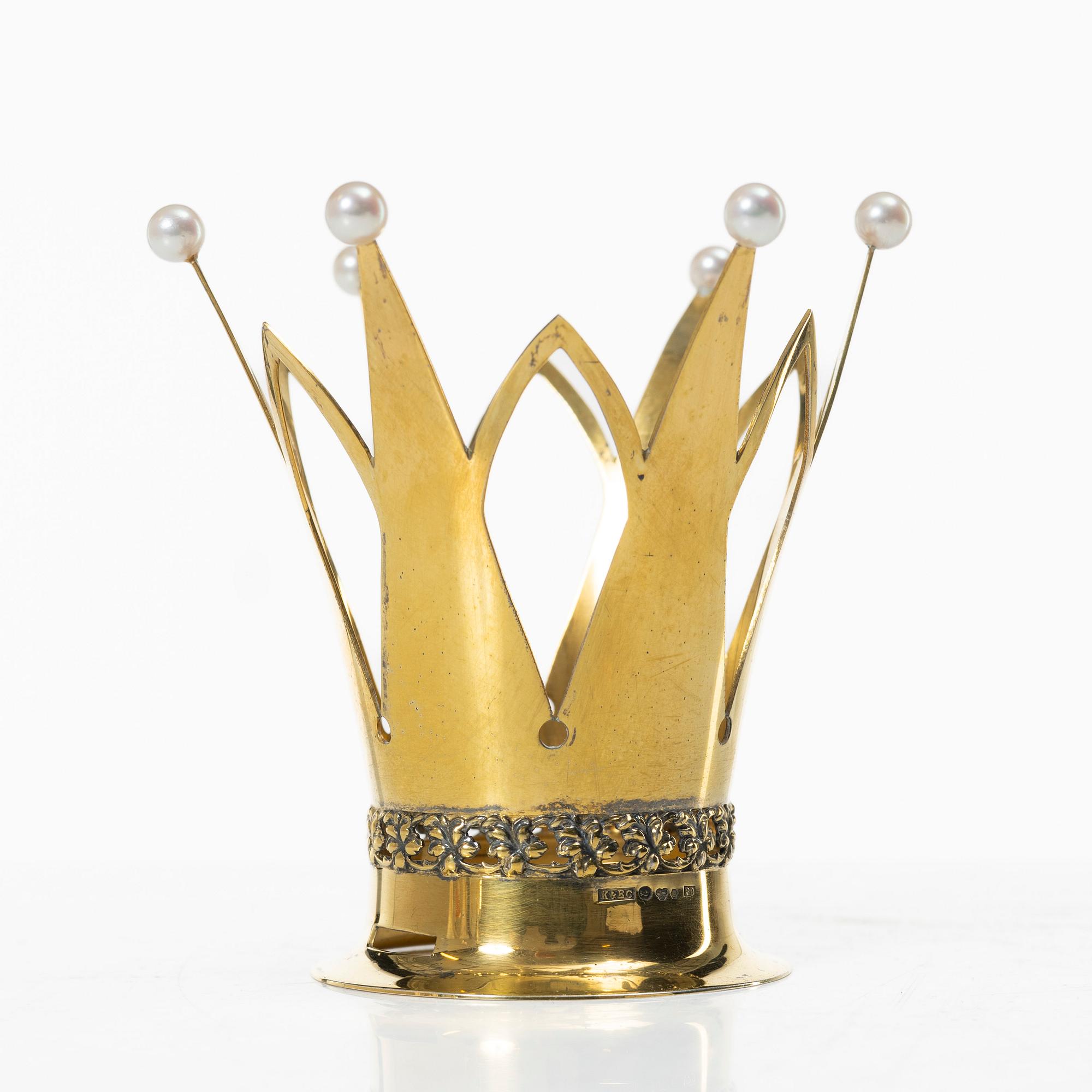 A silver gilt bridal crown, mark of Ceson Guldvaru Ab, Gothenburg 1965.